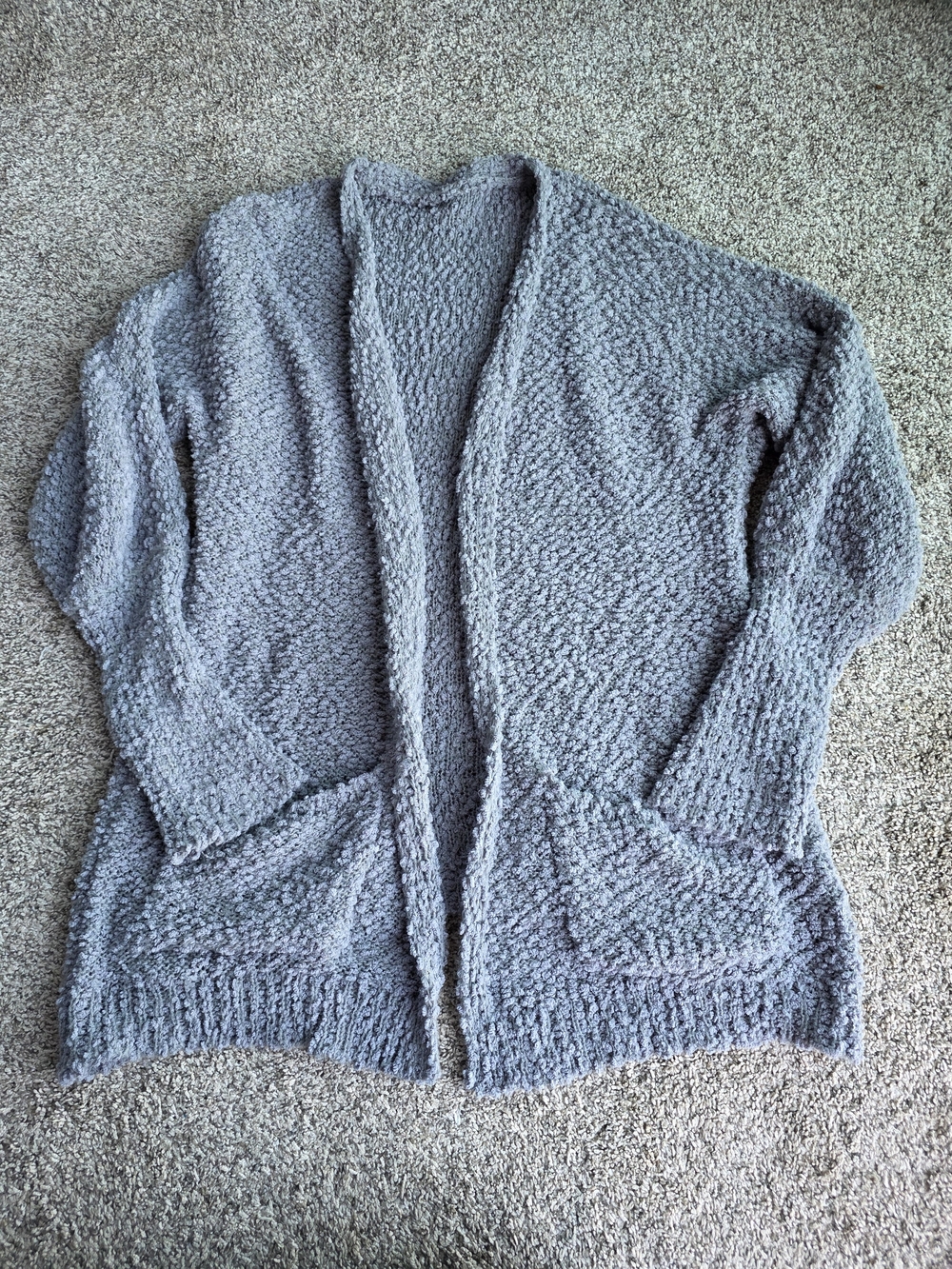 Cozy Open-Front Women's Gray Oversized Chunky Cardigan Sweater